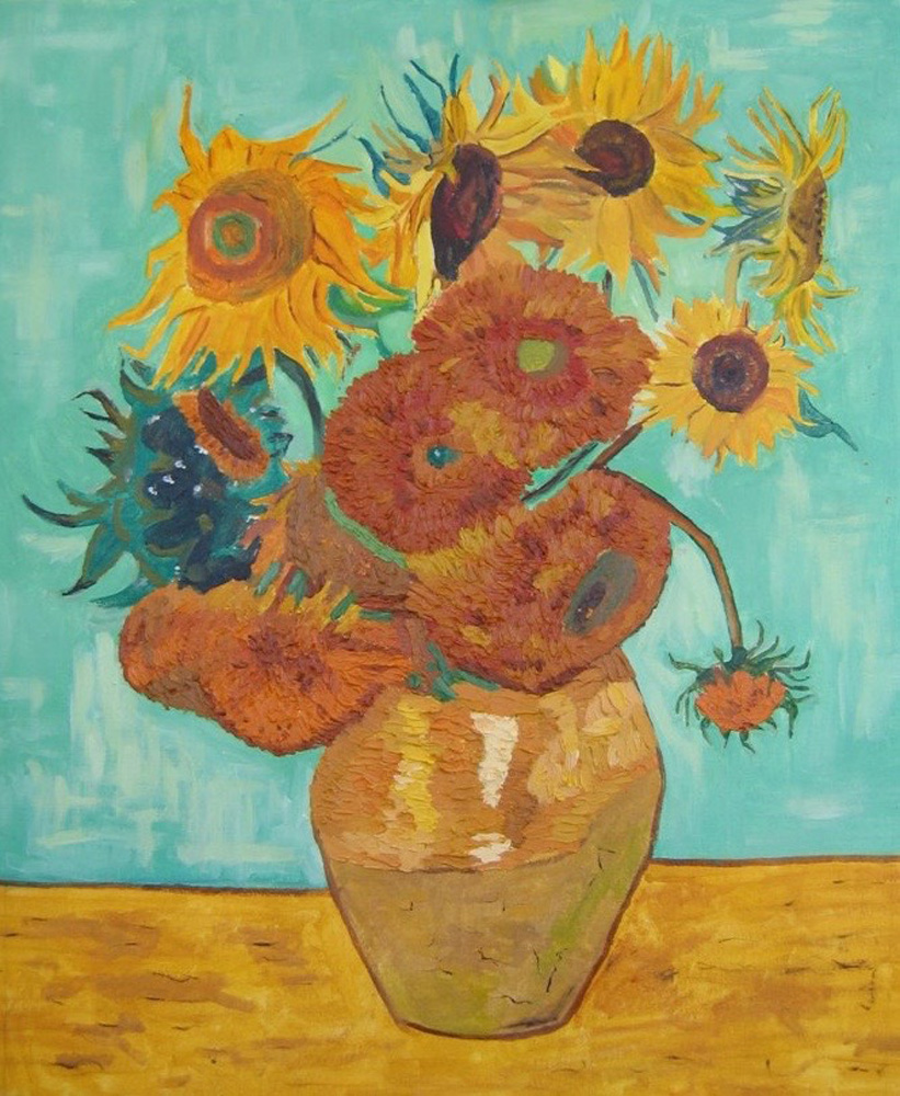 Les tournesols, huile sur toile, Vincent Van Gogh (reproduction) 70x60 (vendu), 2007