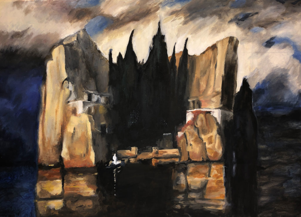l'ile aux morts, huile sur toile, Arnold Böcklin (reproduction), 2020